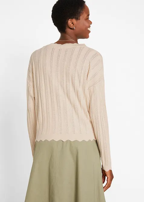 Kurze Ajour-Strickjacke, bonprix