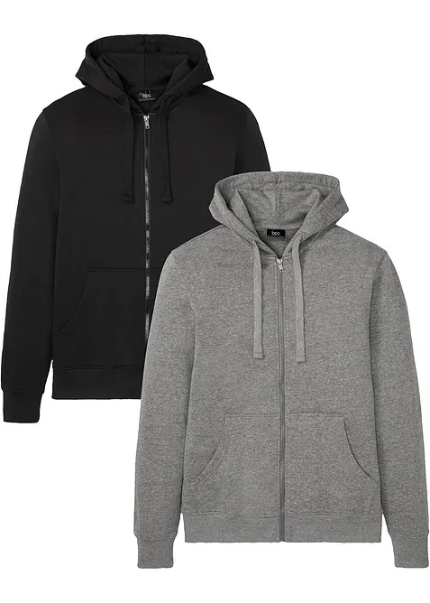 Kapuzen-Sweatjacke (2er Pack), bonprix