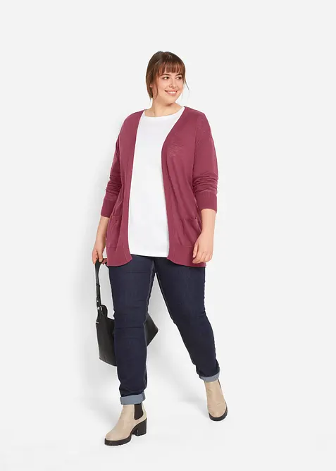 Lot de 5 T-shirts longs &agrave; col rond, manches longues, bonprix