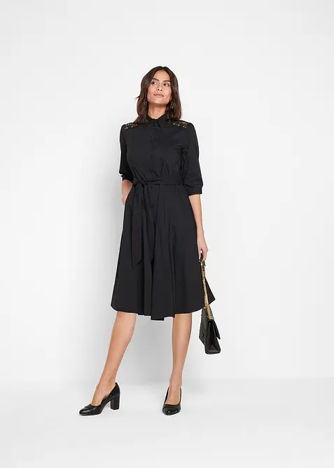 Hemdblusenkleid mit Spitze und Bindeband, bonprix