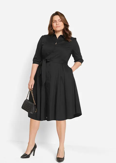 Robe-chemise avec dentelle et lien à nouer, bonprix