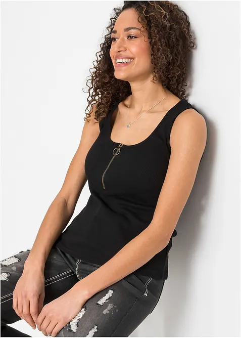 Ripp-Top mit Rei&szlig;verschluss, bonprix