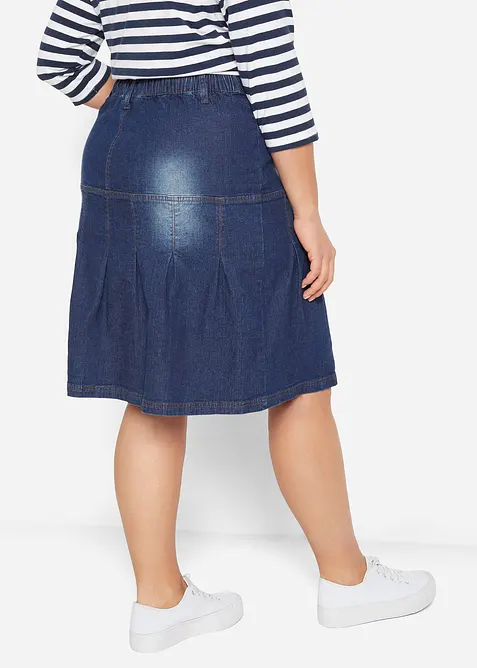 Jeansrock mit Biesen und Bequembund, A-Linie, bonprix