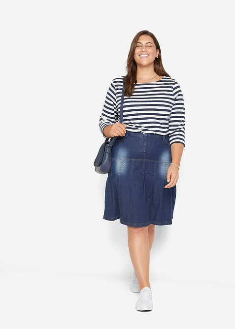 Jeansrock mit Biesen und Bequembund, A-Linie, bonprix