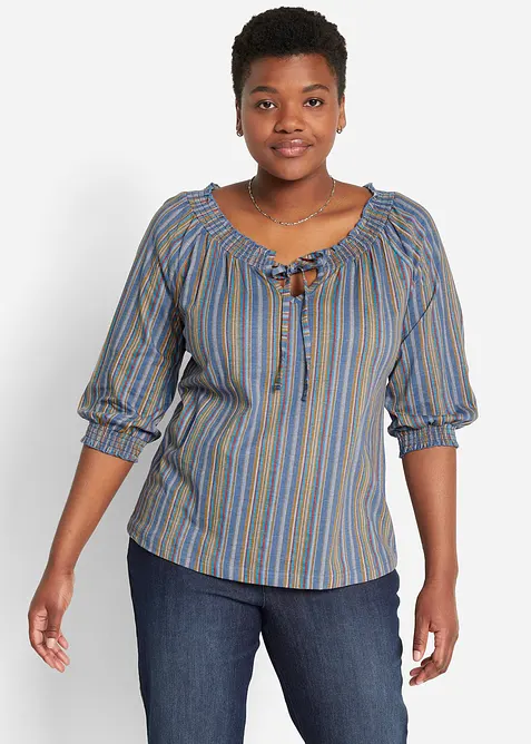 Shirt-Tunika 3/4-Arm, gestreift, bonprix