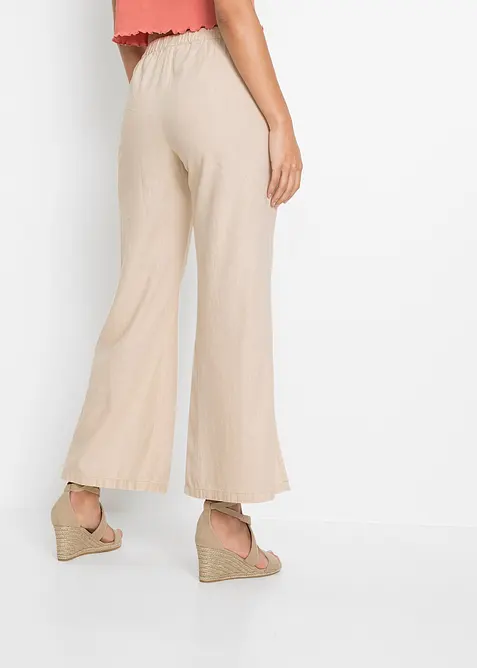 Pantalon large en lin m&eacute;lang&eacute;, bonprix