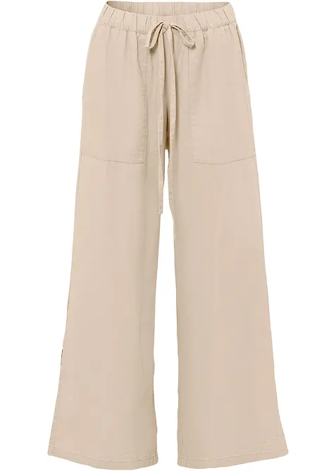 Pantalon large en lin m&eacute;lang&eacute;, bonprix