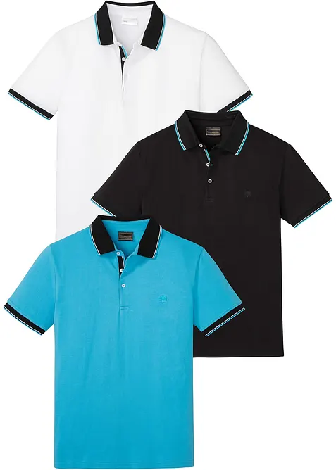 Piqu&eacute;-Poloshirt aus reiner Baumwolle (3er Pack), bonprix