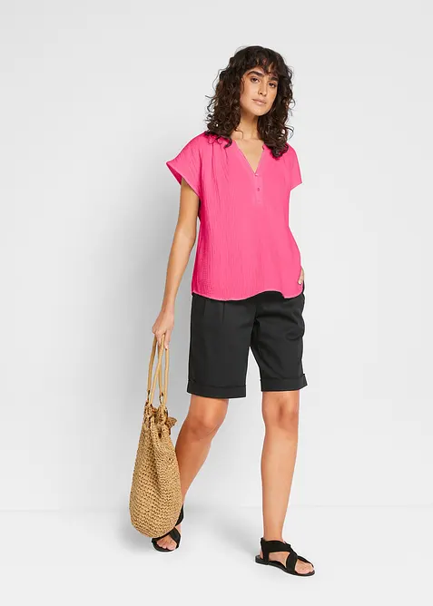 Musselin-Blusentop aus reiner Baumwolle, bonprix