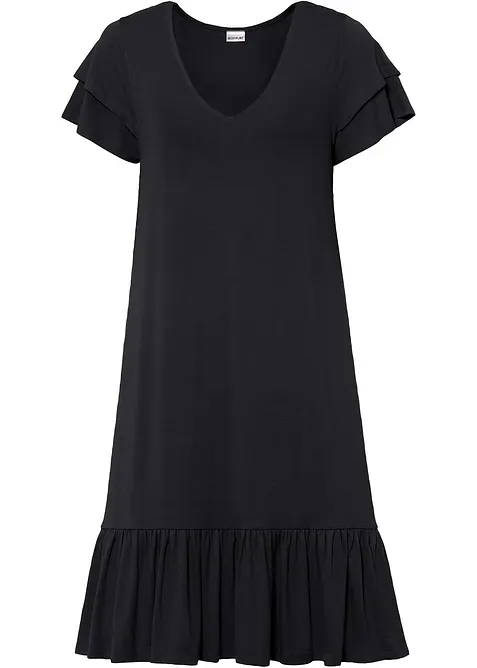 Jerseykleid mit Volant aus Viskose-Mix, bonprix