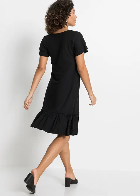 Jerseykleid mit Volant aus Viskose-Mix, bonprix