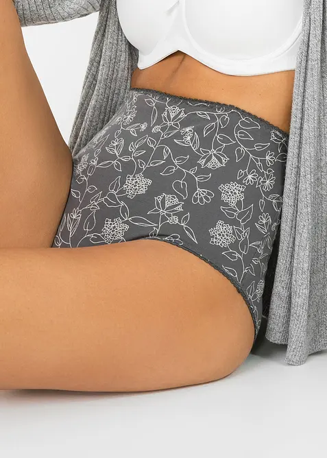 Lot de 4 slips taille haute en coton extensible confortable, bonprix