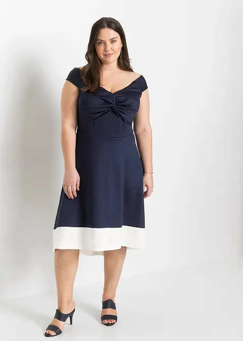 Robe à col Bardot et détail nœud, bonprix