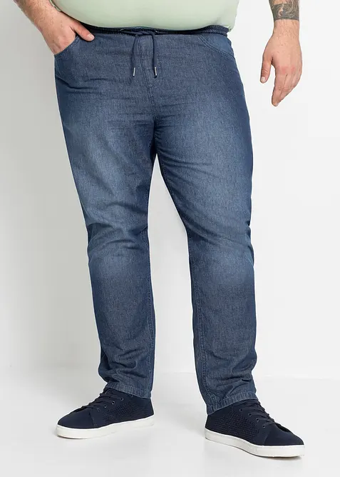 Lot de 2 jeans classiques &agrave; taille &eacute;lastiqu&eacute;e en denim estival, bonprix
