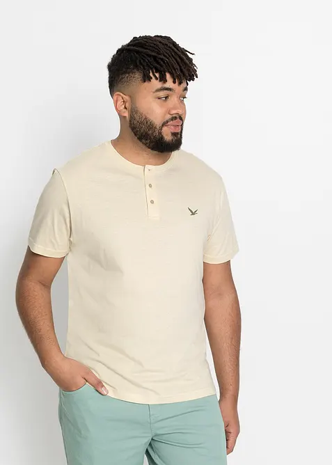 Lot de 3 T-shirts col tunisien 100% coton, bonprix