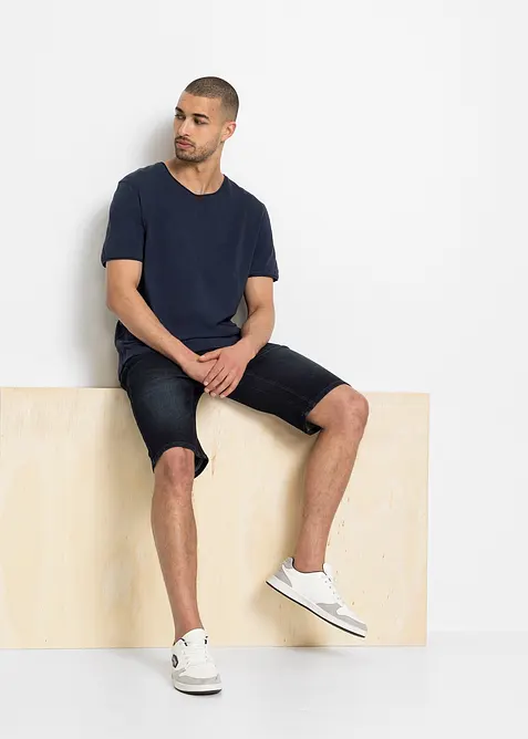 Stretch-Jeans-Bermuda mit verst&auml;rktem Schritt, Regular Fit, bonprix