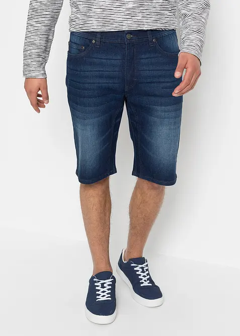 Stretch-Jeans-Bermuda mit verst&auml;rktem Schritt, Regular Fit, bonprix