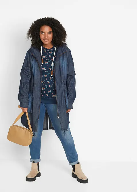 Kapuzensweatshirt mit Kordeln aus reiner Baumwolle, bonprix