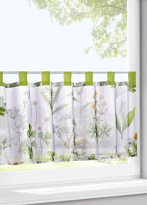 Scheibengardine mit Gräser Druck mit recyceltem Polyester, bonprix