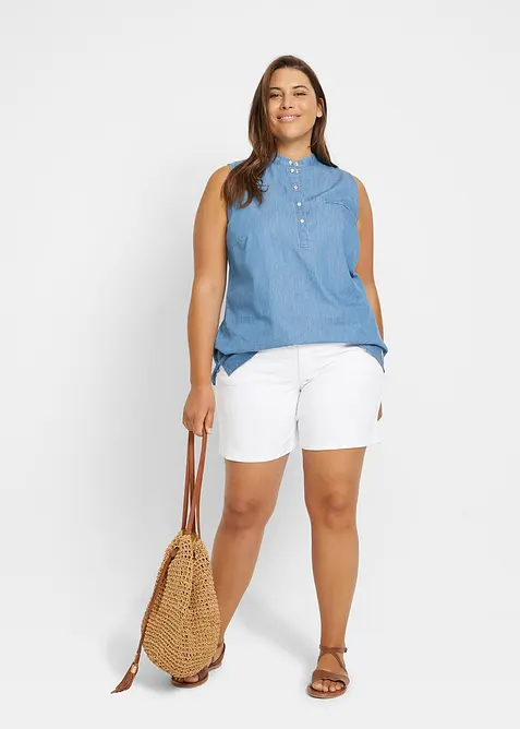 Lot de 2 shorts en jean slim, taille mi-haute, bonprix