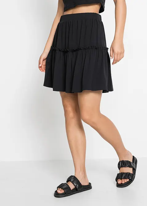 Jersey-Rock mit Volant aus Viskose-Mix, bonprix