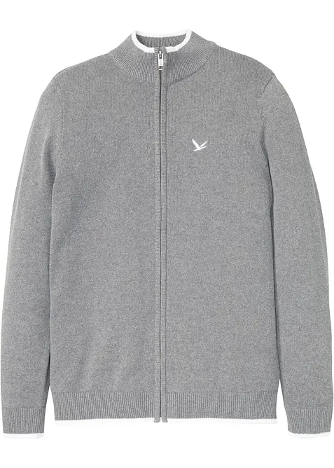 Feinstrickjacke mit Stehkragen und recycelter Baumwolle, bonprix