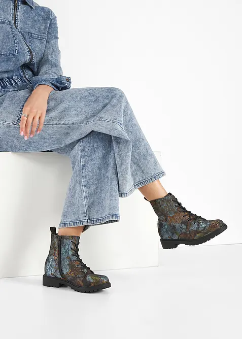 Boots à lacets à motif floral, bonprix