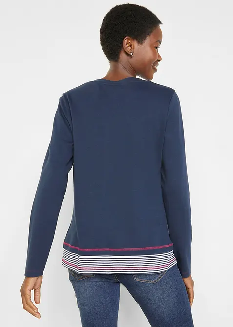 Baumwoll-Langarmshirt, 2 in 1-Optik, bonprix