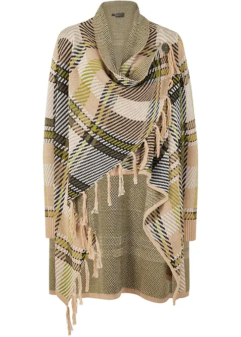 Gilet long en maille &agrave; franges, bonprix