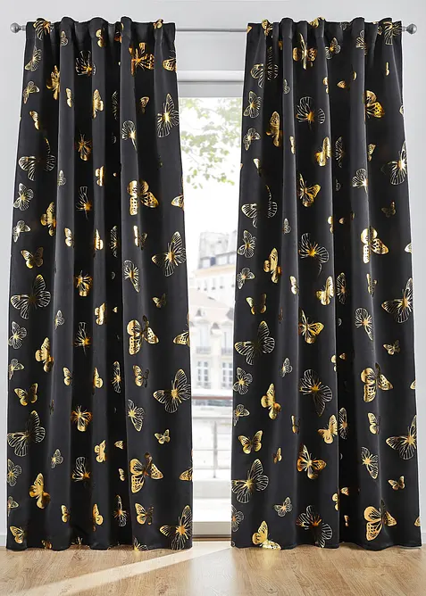 Abdunkelnder Vorhang mit glänzenden Schmetterlingen (1er Pack), bonprix