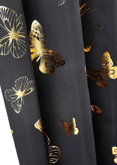 Abdunkelnder Vorhang mit glänzenden Schmetterlingen (1er Pack), bonprix