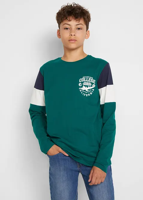 Lot de 2 T-shirts manches longues 100% coton, bonprix