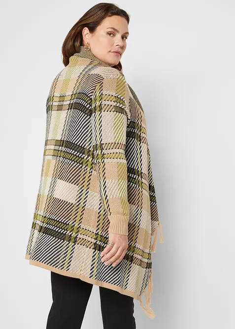 Gilet long en maille &agrave; franges, bonprix