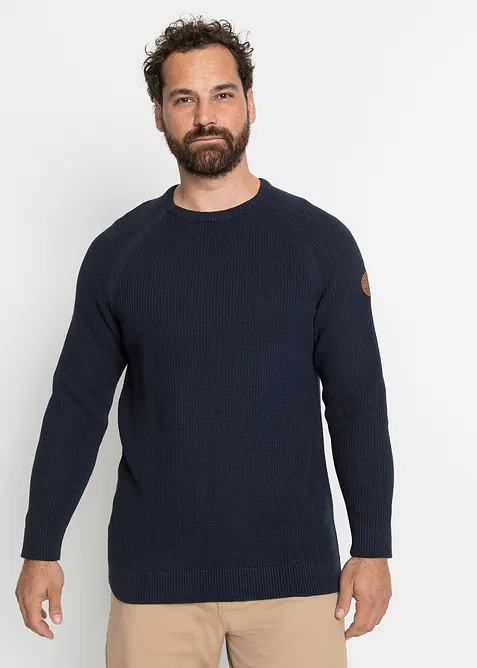 Grobstrick-Pullover mit recycelter Baumwolle, bonprix