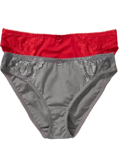 Slip mit zarter Spitze (2er Pack), bonprix