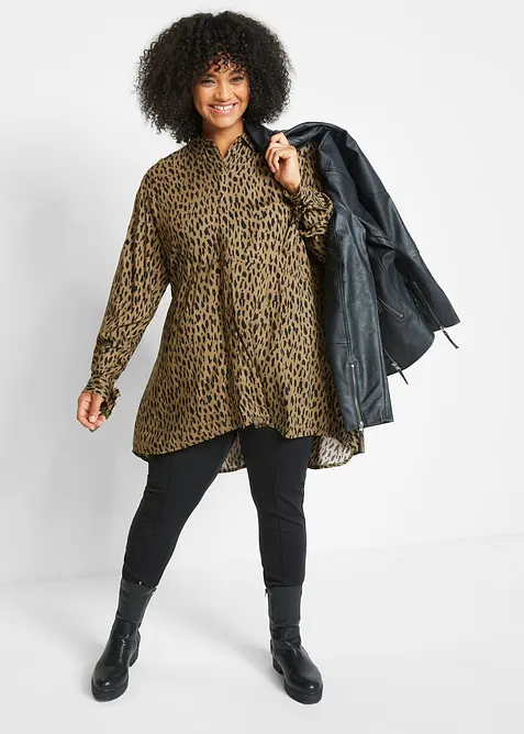 Vokuhila-Bluse aus reiner Viskose, bonprix