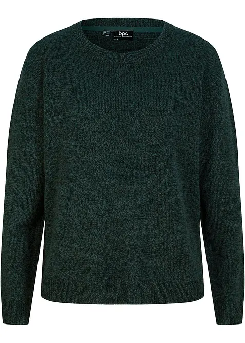 Strick-Pullover mit Rundhals-Ausschnitt in Melange, bonprix