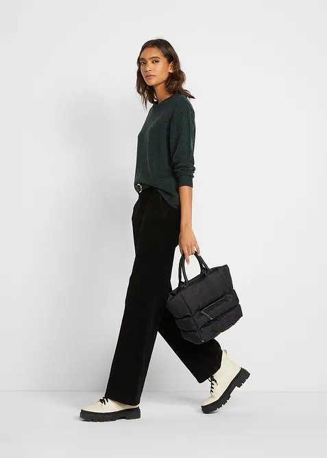 Strick-Pullover mit Rundhals-Ausschnitt in Melange, bonprix