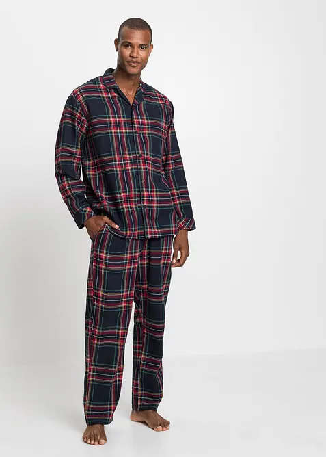 Herren Pyjama aus weichem Flanell mit Knopfleiste, bonprix