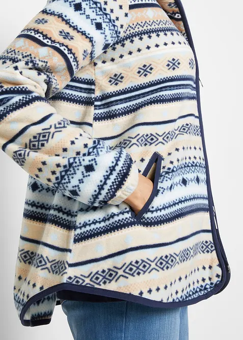 Kapuzen-Fleecejacke mit Norweger-Muster, bonprix