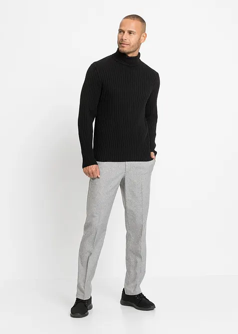 Pull col roulé en maille côtelée, coton recyclé majoritaire, bonprix