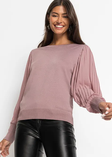 Pull à manches plissées, bonprix