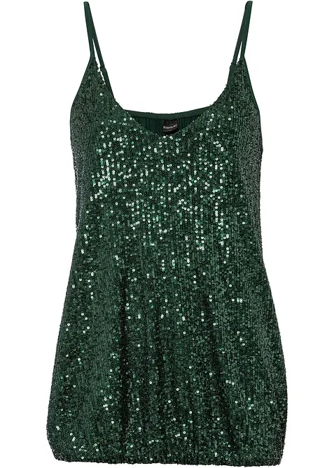 Top à bretelles fines et sequins, matière douce, bonprix