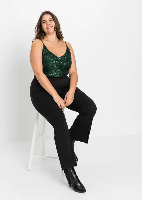 Top &agrave; bretelles fines et sequins, mati&egrave;re douce, bonprix