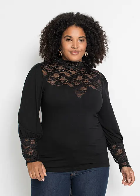 T-shirt manches longues en viscose extensible, bonprix