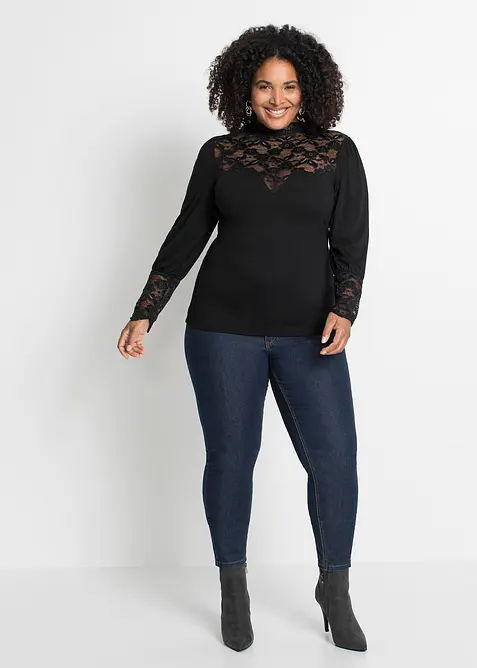 T-shirt manches longues en viscose extensible, bonprix