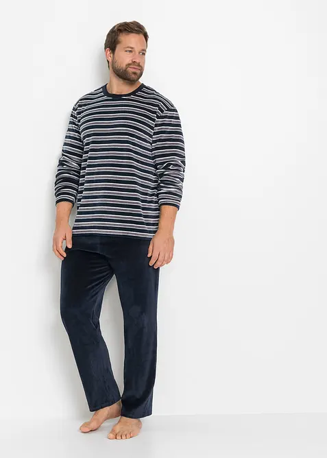 Pyjama aus weichem Nicki-Material mit langen Ärmeln, bonprix