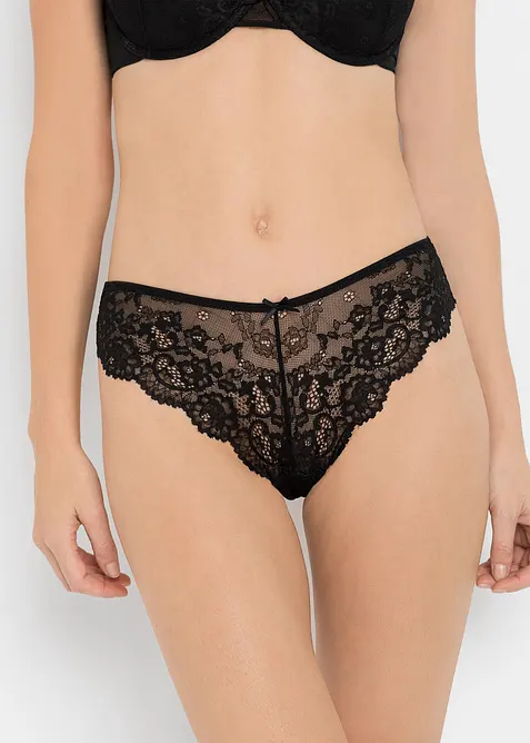 Lot de 2 slips brésiliens en dentelle délicate, bonprix