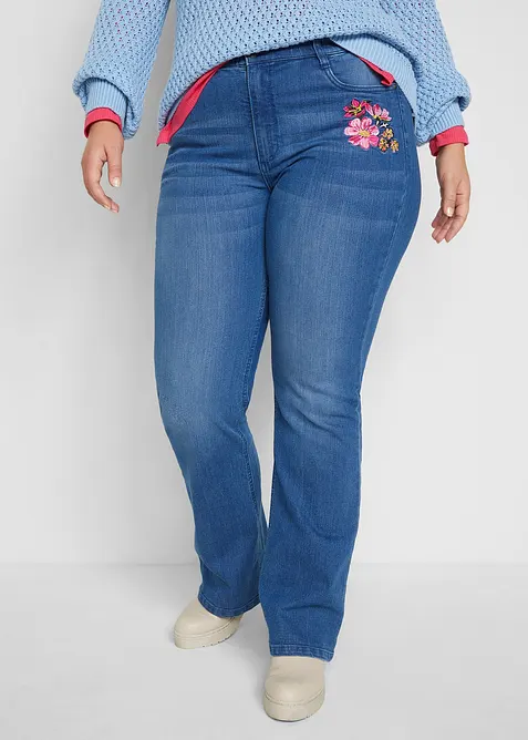 Jean bootcut, taille haute et élastiquée, bonprix
