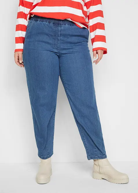 Jean mom, taille haute élastiquée, bonprix